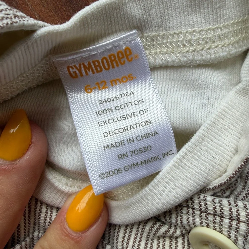 Gymboree Baby 6-12M Hickory Stripe Overalls Dachshund Shirt Set 2006 Vintage